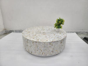 Hermosa mesa de centro con incrustaciones de hueso azul Otomanos de nácar de lujo-Muebles DE LA India a la venta a granel - Product Image 4