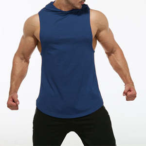 Wholesale <b>Sleeveless</b> <b>Hoodies</b> Tank Top <b>Men's</b> Polyester Gym Shirt Hood Muscle <b>Men</b> Vest Gym Wear Workout Sport Vest - Product Image 4