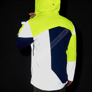 Low Price Custom Reflective Hooded Windbreaker <b>Jackets</b> for Men Winter Workwear with Neon Color Options - Product Image 3