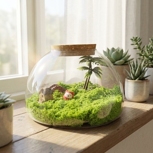 Vase <span class=keywords><strong>en</strong></span> <span class=keywords><strong>verre</strong></span> <span class=keywords><strong>transparent</strong></span> moderne et créatif <span class=keywords><strong>de</strong></span> 25*15cm, fait à la main, grand et volumineux, avec couvercle <span class=keywords><strong>en</strong></span> liège, pour la décoration <span class=keywords><strong>de</strong></span> bureau et <span class=keywords><strong>de</strong></span> table - Product Image 1