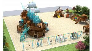Grand ensemble de jeu de toboggan en bois personnalisable pour les écoles et les parcs pour les jeux en plein air et les centres commerciaux - Product Image 3