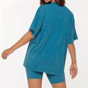 Diseño de logotipo personalizado Sólido Ropa de verano de alta calidad 100% Algodón Camisetas de manga corta transpirables de gran tamaño para mujer - Product Image 2