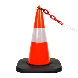 Cône de signalisation routière réfléchissant en PVC de 50 cm avec réflecteurs blancs, barrière de sécurité routière lestée pour les avertissements routiers - Product Image 6