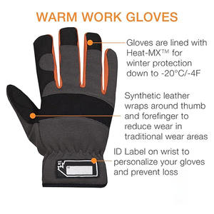 Best Quality Winter Work <b>Gloves</b> Black Gray Synthetic Leather Mechanics <b>Gloves</b> for Cold Weather LED <b>Light</b> for Traffic Work - Product Image 5
