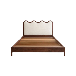 Cama de madera de estilo Simple moderno nórdico con cabecero curvo Muebles de dormitorio Cama de madera maciza - Product Image 1