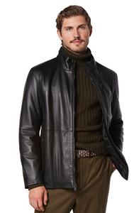 Elegante y funcional chaqueta de cuero original para hombre con cremallera asimétrica chaqueta de moto - Product Image 4