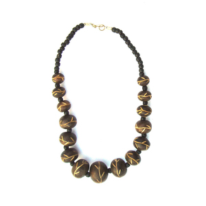 Collier de mode en chaîne à maillons de perles en bois fabriqué en Inde, tons terreux, riche, traditionnel, moderne, bijoux de fête, prix de gros - Product Image 2