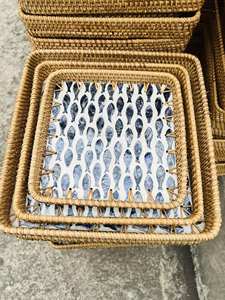 Cesta de mimbre Vintage bandeja decorativa hecha a mano para desayuno frutas pan café comida servir decoración del hogar - Product Image 5