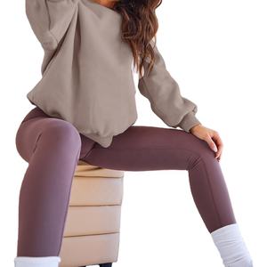 Sweat-shirt à col rond solide de haute qualité pour femmes impression imprimée 3D personnalisée marron café pour un usage quotidien pour l'hiver - Product Image 1