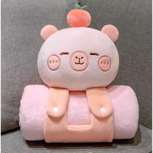 Couverture de lit pour bébé en peluche coréenne, personnage capybara, rose pêche - Product Image 1