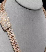 Collier ras du cou pour femme en argent sterling 925 avec moissanite certifiée 14 mm 16 carats, style cubain glacé, cadeau hindou