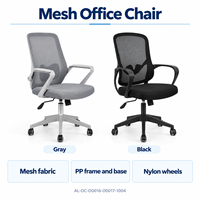 Chaise de bureau à dossier haut en maille avec base en PP, roulettes en nylon et réglage en hauteur pour bureau informatique et sièges de conférence