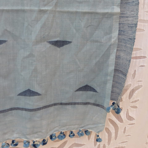 ผ้า jamdani ผ้าฝ้ายทอมือคุณภาพสูงพร้อมผ้าพันคอขอบแบบ Pom Pom ผ้าพันคอคลุมศีรษะฮิญาบ dupatta ผ้าพันคอเสื้อผ้าผู้หญิง - Product Image 2