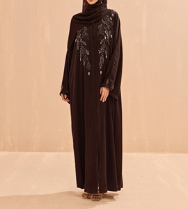 Wholesale Kaftan Abaya Dress Handmade Turkish Floor Length Long Sleeve Soft Breathable Fabric Loose Fit Casual Party - Product Image 6