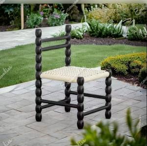 Tejido súper resistente, hermoso tejido Rush Back y asiento. Silla lateral hecha a mano con patas de husillo y silla bellamente tejida - Product Image 2