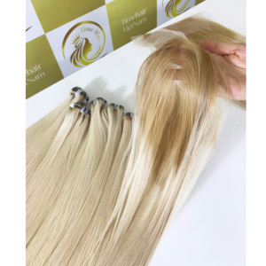 Mejor Precio Hot Trending Timehair Alta calidad Rubio Color claro Extensiones de cabello Remy vietnamita Bonestraight Machine Double - Product Image 4