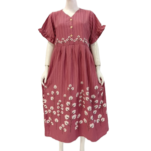 Women Plus Size Dress V-neck button and short ruffled sleeve made by Rayon Premium Fabric - Product Image 3