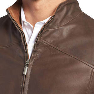 เสื้อแจ็คเก็ตหนังวัวแท้สไตล์คลาสสิกทันสมัยสำหรับผู้ชาย คอตั้ง เนื้อนุ่ม ทนทาน กันน้ำ กันลม เหมาะสำหรับฤดูหนาว ใส่ได้ทุกโอกาส สไตล์ไฮสตรีท - Product Image 3