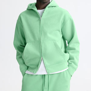 Sweat à capuche unisexe en molleton 100% coton, streetwear d'hiver, fermeture éclair intégrale, impression personnalisée du logo sur le devant, poids lourd, anti-boulochage - Product Image 2