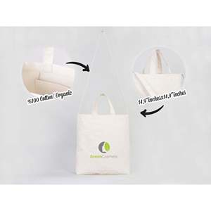 Sac fourre-tout en toile personnalisé avec logo, 15x15x1,5, vente en gros, réutilisable, couleur unie, avec fermeture ouverte - Product Image 4
