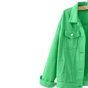 Veste en jean pour hommes confortable de couleur unie 100% coton vêtements décontractés pour l'hiver Streetwear avec logo avant et poches - Product Image 3