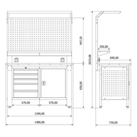 Table d'atelier en métal pour outils de garage