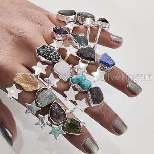 Rough <b>Stone</b> Jewelry Women's <b>Ring</b> Natural Amethyst Moonstone Labradorite Gemstone Statement Jewelry 925 Sterling <b>Silver</b> <b>Ring</b> - Product Image 3