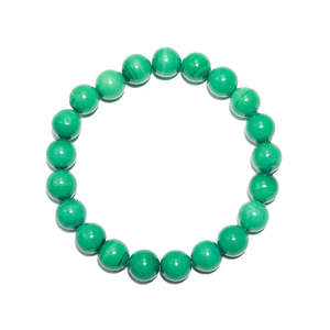Natural 8mm Smooth Round Malachite <b>Gemstone</b> Beaded <b>Bracelet</b> 7 Inches Crystal Bangle - Product Image 2