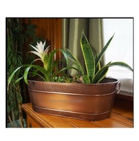 Grande jardinière en métal de forme ovale avec poignée Seau de jardinière fini en cuivre antique pour décor de balcon de salon à la maison