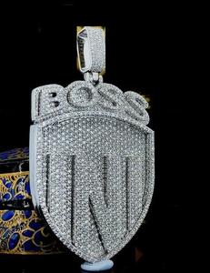 Pendentif Hip Hop personnalisé, lettre personnalisée, pendentif Moissanite à coupe ronde brillante glacé, pendentif Hip Hop en argent sterling 925 pour hommes - Product Image 3