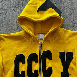 Vente en gros de sweat à capuche personnalisé 500gsm 360 420gsm éponge vierge vintage délavé à l'acide veste à capuche en détresse avec fermeture éclair pour hommes - Product Image 5