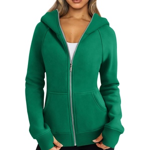 Sudadera con Capucha de Lona con Cremallera para Mujer, Informal, para Otoño e Invierno, Transpirable, Cortavientos, con Forro, de Secado Rápido, Personalizable, Estilo Urbano - Product Image 1