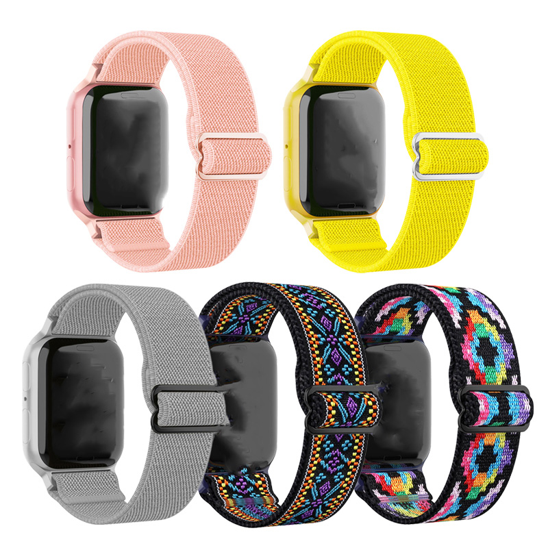 Stock Available Stretchy Multicolor Sport Watch Fabric Woven Strap Braided Dual Loop Nylon Watch Band Coolyep for apple Watch