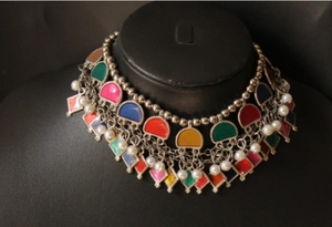 Meenakari fusión oxidada Boho étnico gargantilla collar Indo occidental artesanía declaración joyería para boda festiva moda - Product Image 4