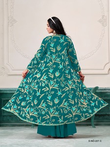Nueva colección de Kurtis de Organza bordados pesados cosidos y traje Dupatta de seda estilo pakistaní Salwar Kameez - Product Image 4