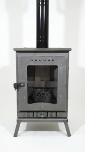 Poêle à bois portable en fonte Dorello noir avec porte en verre et tuyau de cheminée pour le camping et l'utilisation en cabane - Product Image 2