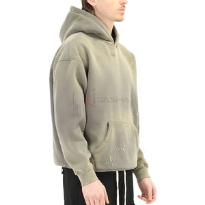 Pull-over surdimensionné délavé à l'acide 350 g/m² unisexe, sweat à capuche avec logo personnalisé, jersey noir lourd, impression numérique, logo personnalisable - Product Image 2