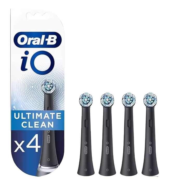 Головка электрической зубной щетки Oral-B IO, скрученная для более глубокого удаления зубного налета, упаковка из 4 головок зубной щетки, Черная