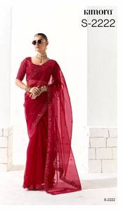 Saree de créateur à base de tissus de qualité supérieure avec blouse de travail manuel Collection disponible au tarif de gros idéal pour une tenue de fête. - Product Image 2