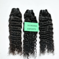 100% Machine Double Trame Naturel Doux Bouclés Bundles Non Transformés Noir Vierge Indien Temple Extensions de Cheveux Humains