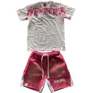 ชุดออกกำลังกายเนื้อบางสำหรับผู้ชายชุดเสื้อแขนสั้นและกางเกงขาสั้นสำหรับใส่ในฤดูร้อน - Product Image 1