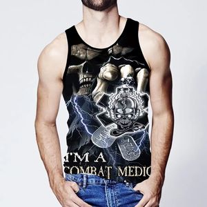 Camiseta sin mangas con estampado personalizado para hombre, camiseta sólida de entrenamiento 3D, camiseta con tirantes de talla grande, informal, lavada, transpirable, de punto de algodón - Product Image 2