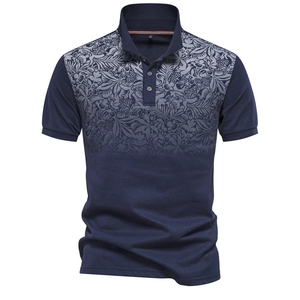 Polos de hombre de moda de verano de alta calidad, patrón degradado, mezcla de algodón estampada, diseño de manga corta de secado rápido - Product Image 5