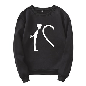 Ensemble chemise pour couple Logo personnalisé hommes 100% coton à manches longues col montant pull couleur unie sweat-shirt oversize imprimé teint uni - Product Image 3