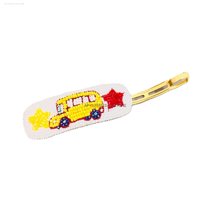 Pinces à cheveux en tissu de broderie personnalisable multicolore de style doux retour à l'école épingles à cheveux perlées cadeau - Product Image 1