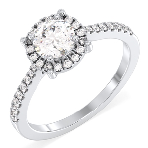 Anillo de Compromiso con Halo de Diamantes de Corte Redondo Minimalista REYES de 0.98 Quilates en Oro Blanco Sólido de 14K y 18K, Joyería Certificada por GRA para Mujer - Product Image 2