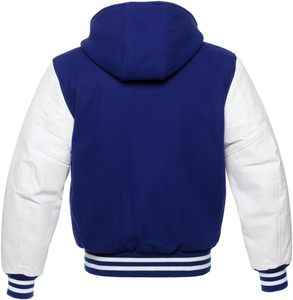 Custom <b>Men's</b> Vintage Wool Chenille Varsity <b>Jacket</b> Light Fleece Hood Embroidered Letterman Baseball Design Winter Pattern - Product Image 3
