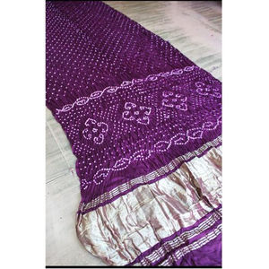 Sari Tradicional de Seda Modal Bandhej, Sari Bandhani Modal Elegante Personalizado para Eventos Nocturnos, Precio de Oferta por Exportador - Product Image 1