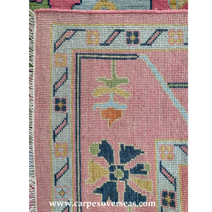 Ensemble de tapis Oushak rose de luxe faits à la main en coton Boho pour la décoration intérieure cuisine salle à manger prière utilisation faible hauteur de pile - Product Image 6