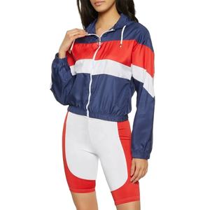 Conjunto de Dos Piezas Casual para Mujer, Sudadera Corta con Capucha y Pantalones Cortos, Ajuste Regular, Uso Diario, Cortavientos, Poliéster/Algodón, Transpirable, Verano - Product Image 2